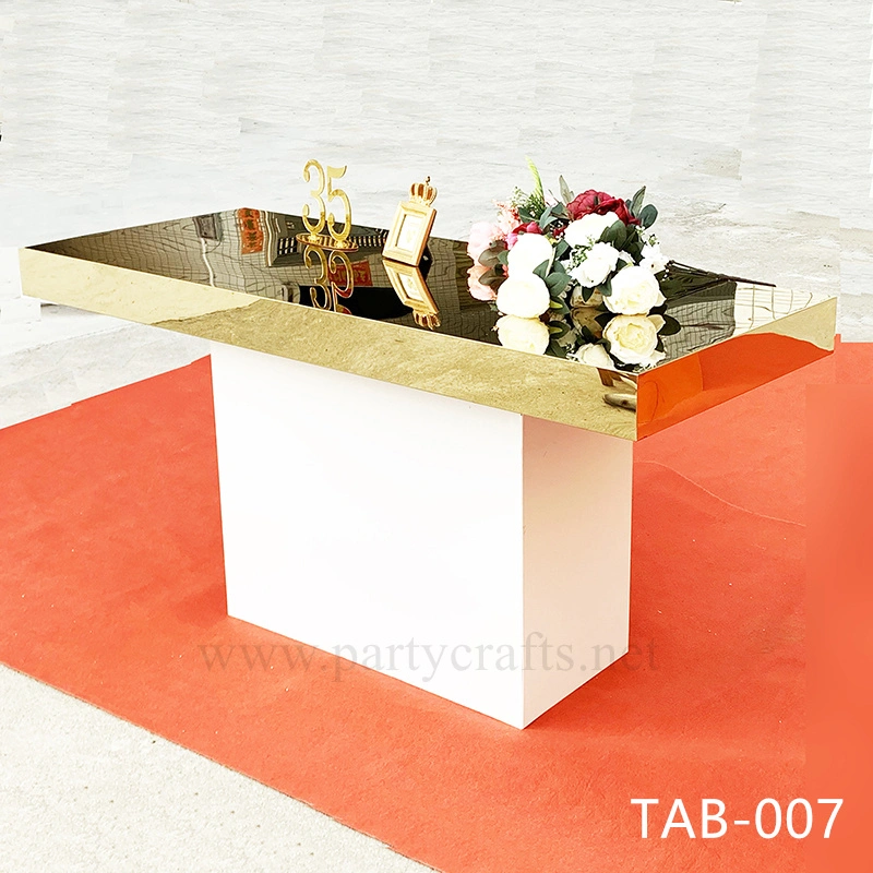 gold  dining table event table wedding cake table pedestal table for wedding bride and groom Wedding table for Couplebridal shower party events banquet table birthday cake table (TAB-007 gold)