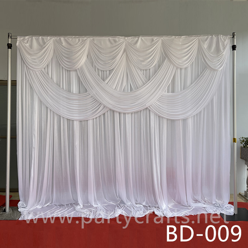 white and purple  fabric wedding stage backdrop