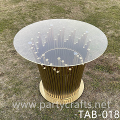 gold sunflower round table art display stands cake table dining table home decoration candy table cylinder pedestal flower stand wedding party event decoration