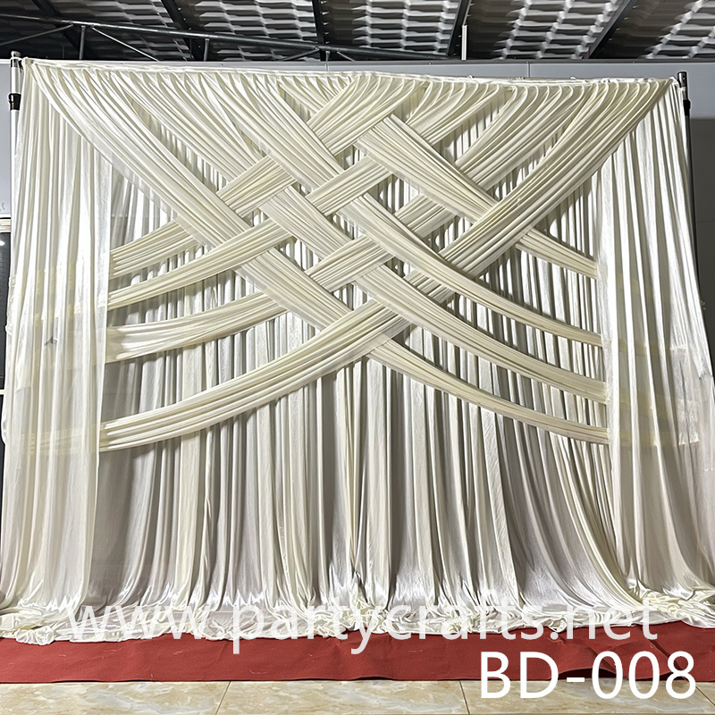 white fabric wedding stage backdrop