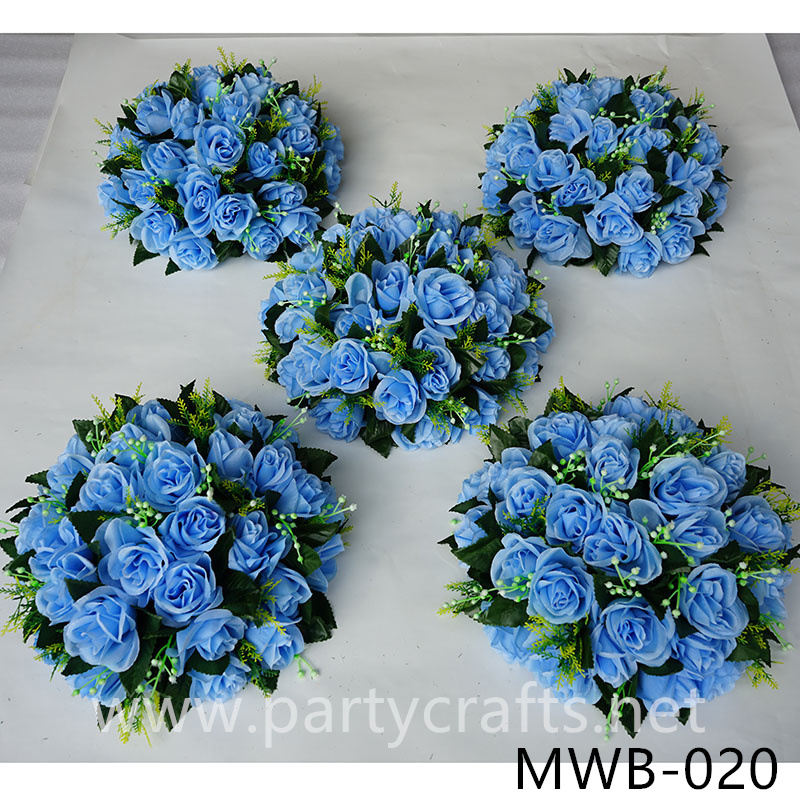 light blue  hemisphere artificial flower ball