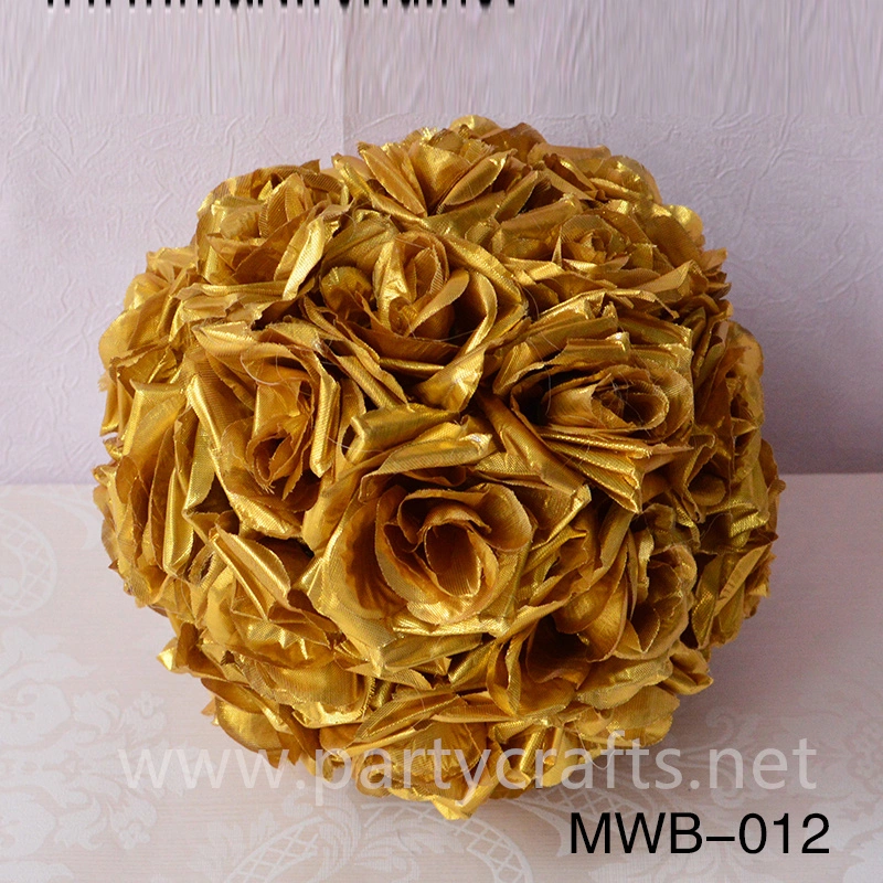 gold rose artificial flower ball