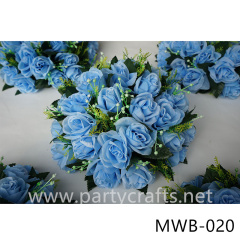 light blue artificial flower ball garden layout