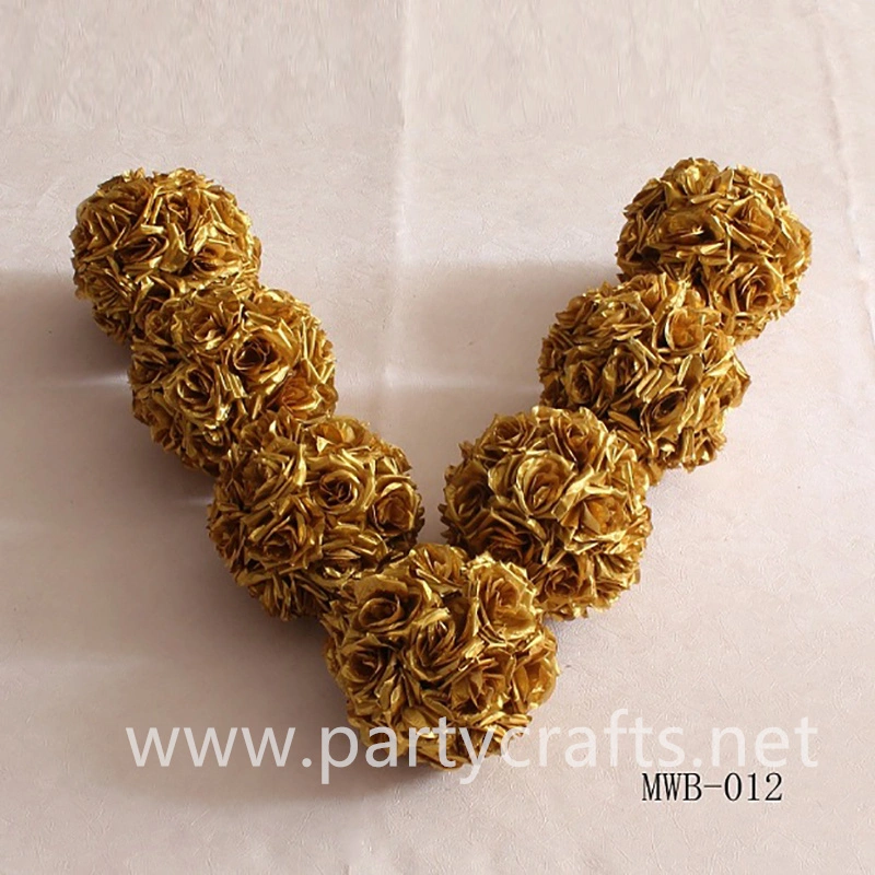 gold rose artificial flower ball