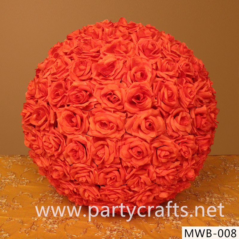 white & red rose artificial flower ball