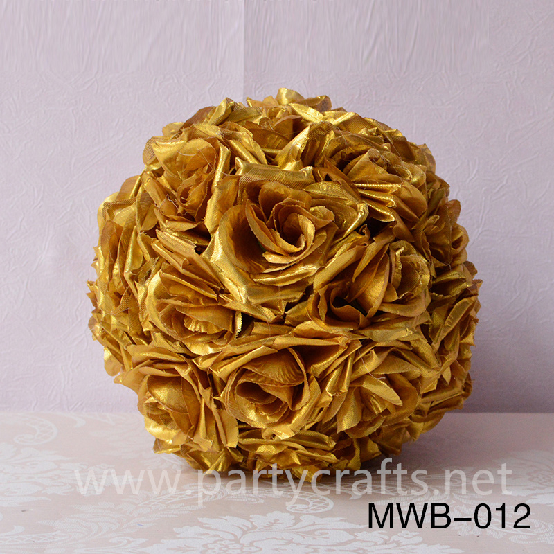 gold rose artificial flower ball