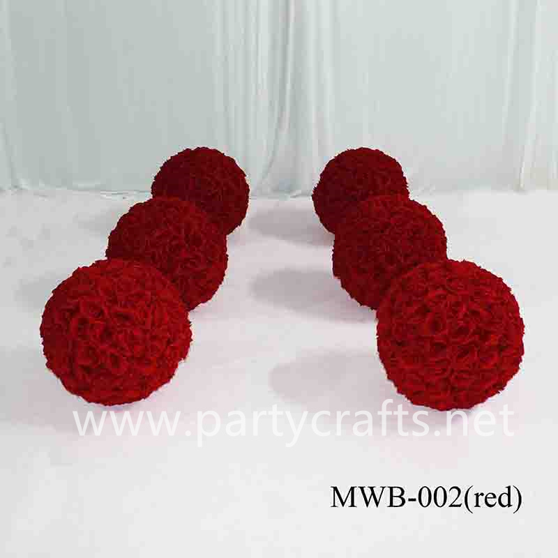 white & red rose artificial flower ball