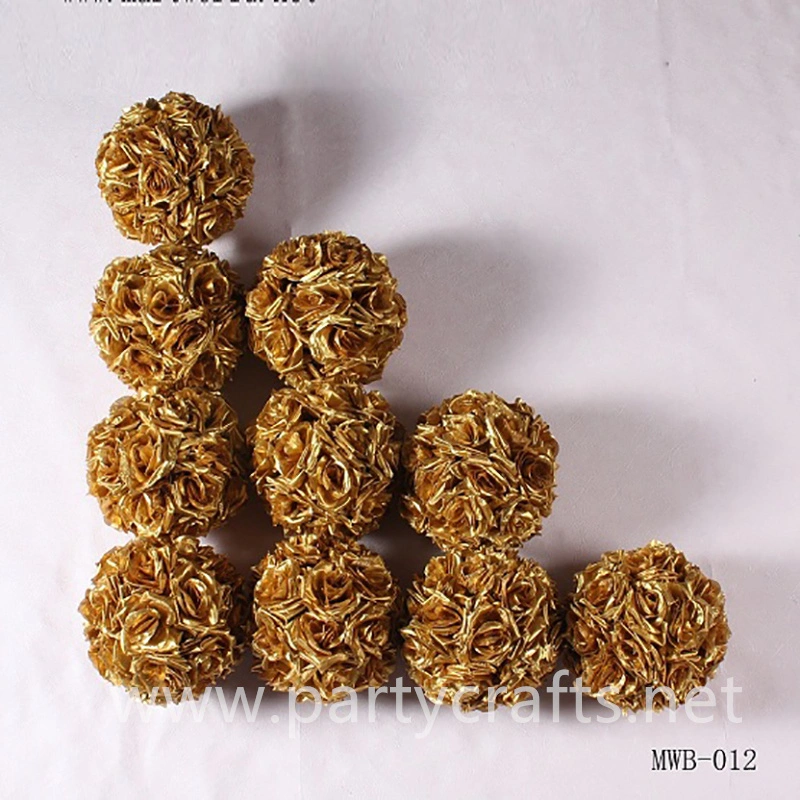 gold rose artificial flower ball