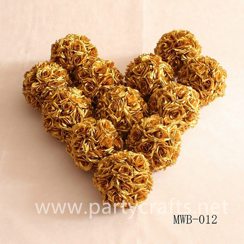 gold rose artificial flower ball