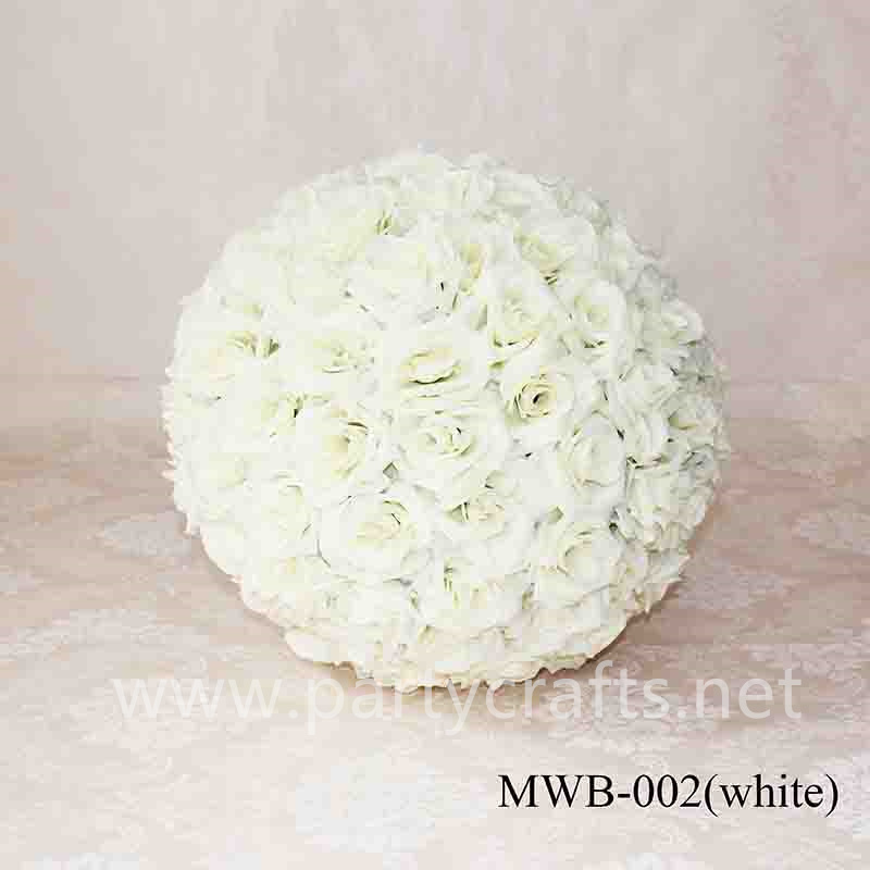 white & red rose artificial flower ball