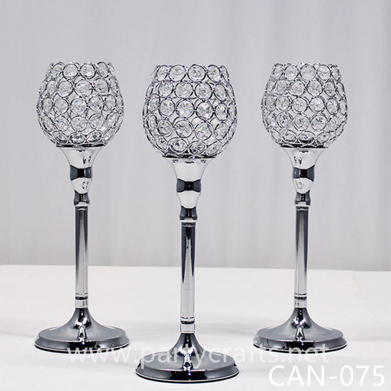 silver crystal  candle holder cup centerpiece cluster candelabra cup wedding party event bridal shower decoration