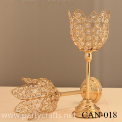 gold  crystal loutus candelabra centerpiece candle holder home decoration wedding party event bridal shower table decoration