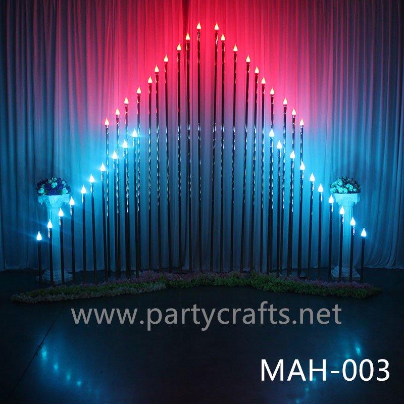 wire golden stage backdrop LED light  wall stainless steel backdrop party event stage decoration baby shower garden layout