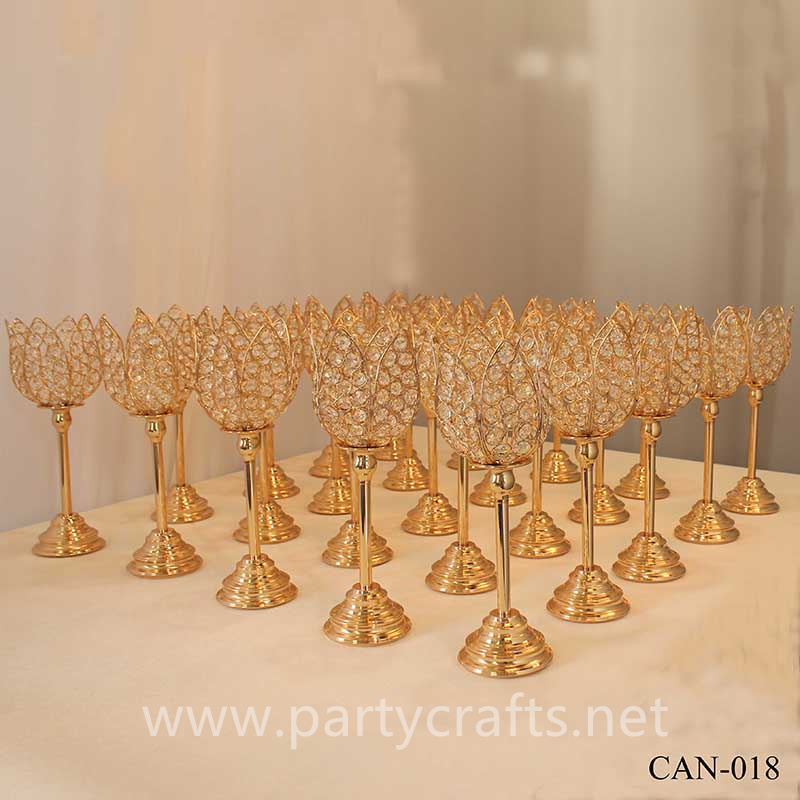 gold  crystal candelabra centerpiece candle holder wedding party event bridal shower table decoration