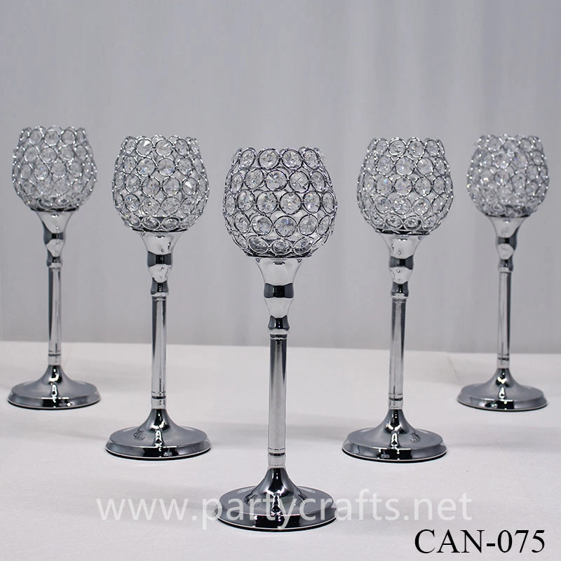 silver crystal  candle holder cup centerpiece cluster candelabra cup wedding party event bridal shower decoration