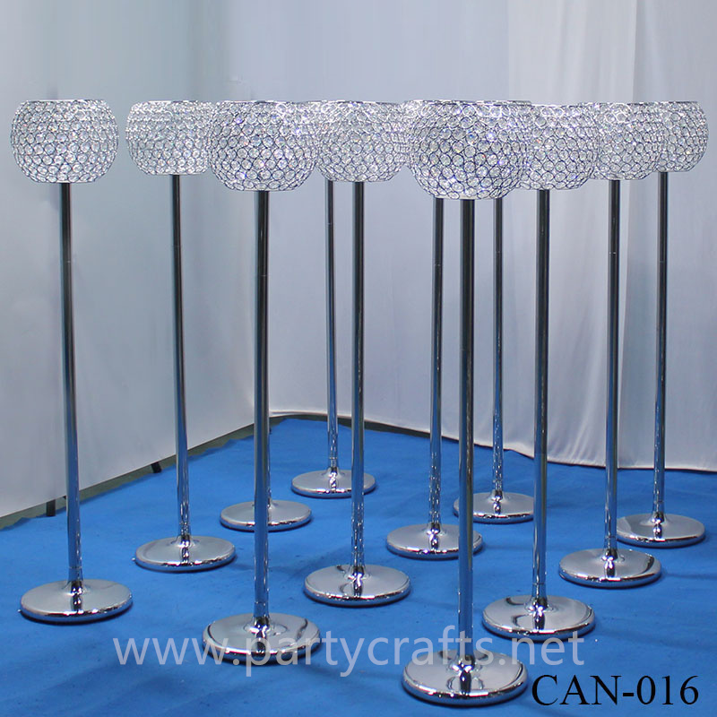 silver crystal tall candle holder centerpiece cluster candelabra wedding party event bridal shower decoration