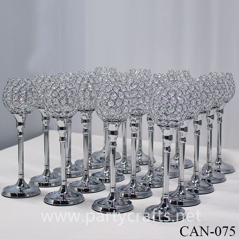 silver crystal  candle holder cup centerpiece cluster candelabra cup wedding party event bridal shower decoration