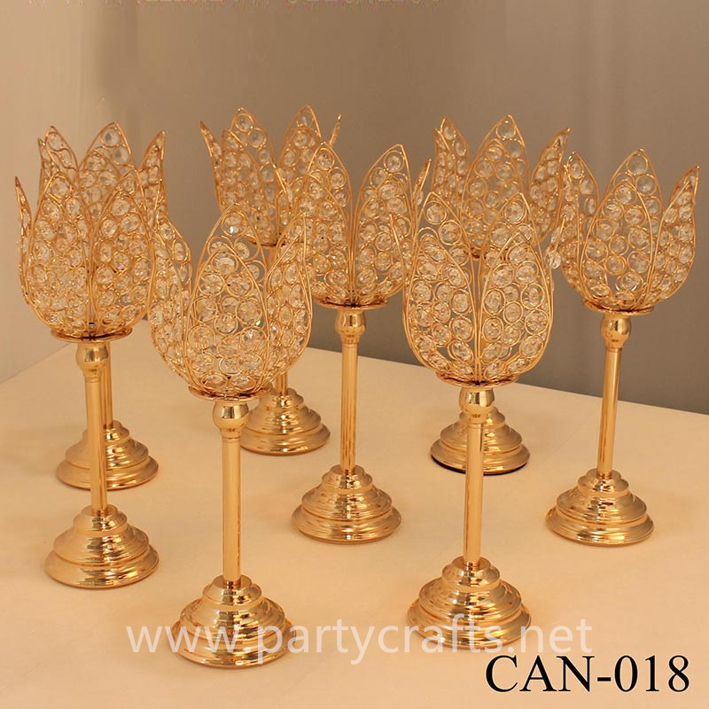 gold  crystal candelabra centerpiece candle holder wedding party event bridal shower table decoration