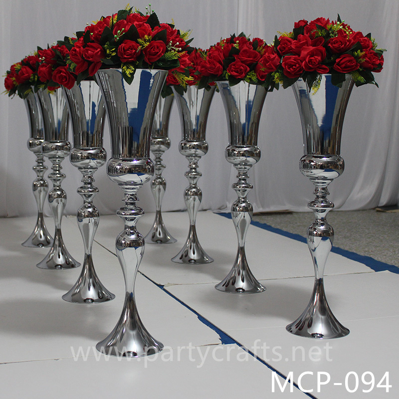 stainless steel centerpiece tall flower vase stage backdrop decoration wedding party event hotel hall home decoration