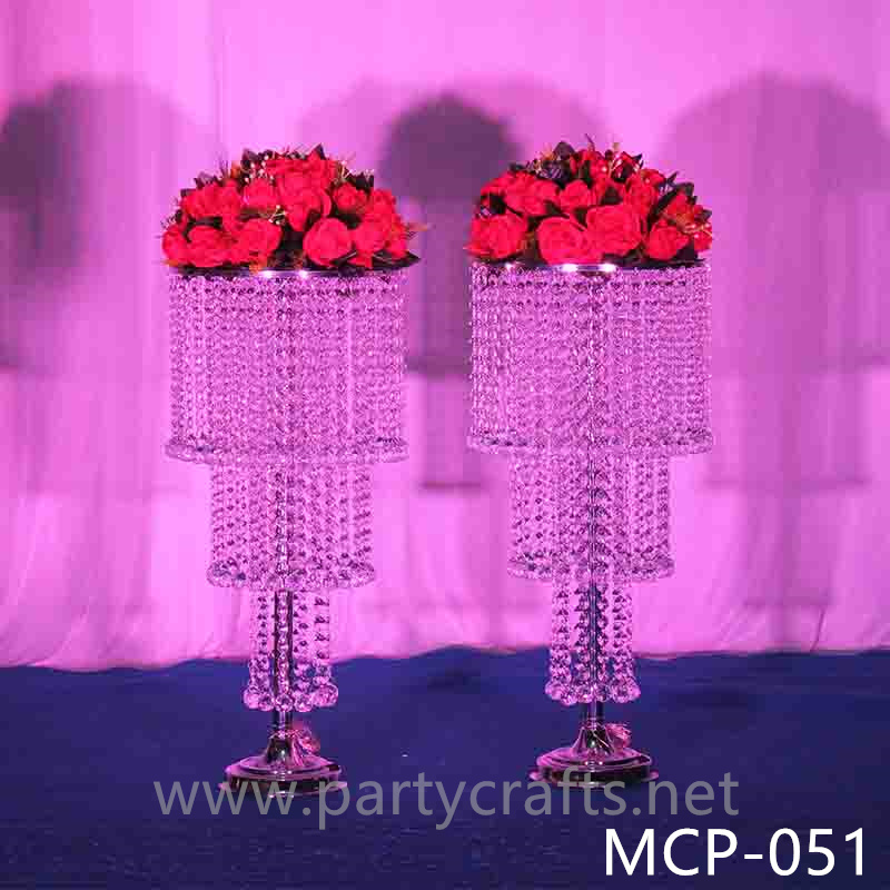 silver metal wedding flower stand aisle decoration hanging crystal beads table centerpiece decoration home decoration bridal shower wedding birthday party event decoration