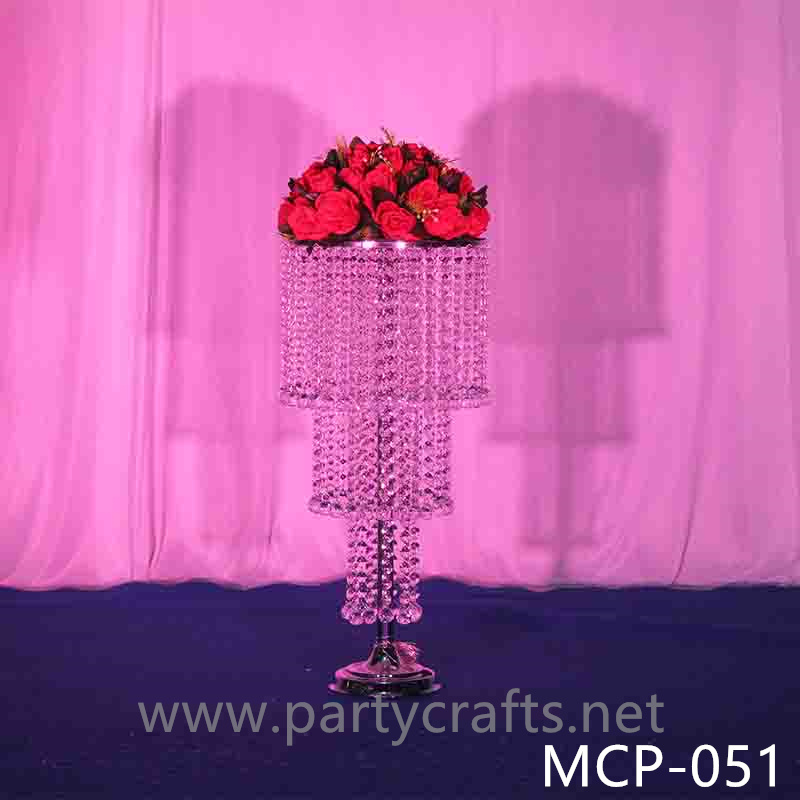silver metal wedding flower stand aisle decoration hanging crystal beads table centerpiece decoration home decoration bridal shower wedding birthday party event decoration