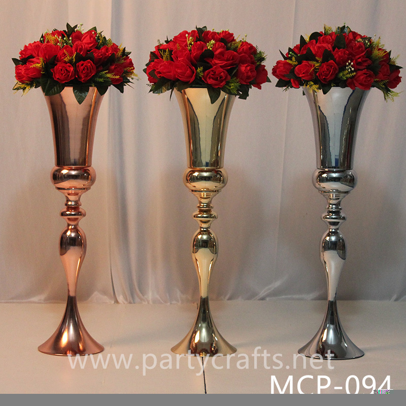 stainless steel centerpiece tall flower vase stage backdrop decoration wedding party event hotel hall home decoration