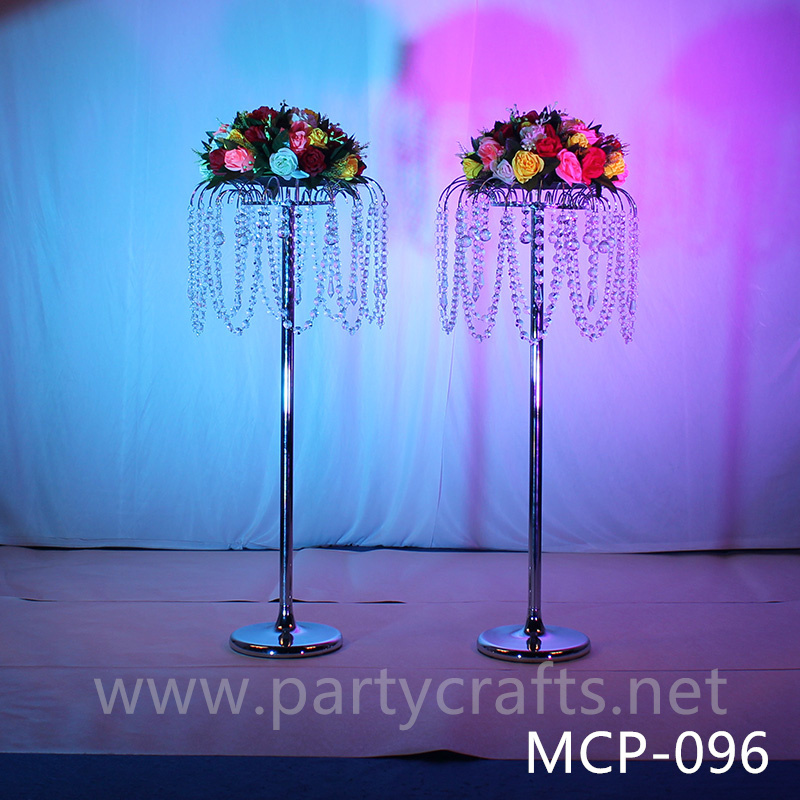 silver  metal flower stand  hanging crystal decoration table centerpiece wedding party event bridal shower home living decoration