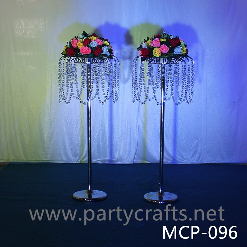 silver  metal flower stand  hanging crystal decoration table centerpiece wedding party event bridal shower home decoration home living decoration aisle decoration