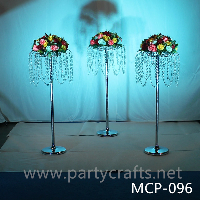 silver  metal flower stand  hanging crystal decoration table centerpiece wedding party event bridal shower home decoration home living decoration aisle decoration