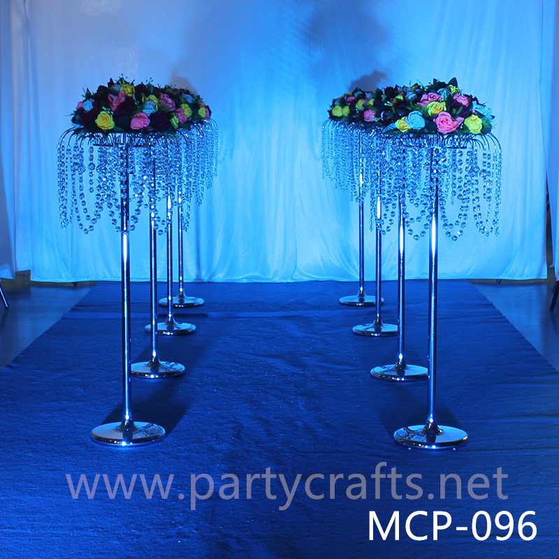 silver  metal flower stand  hanging crystal decoration table centerpiece wedding party event bridal shower home living decoration