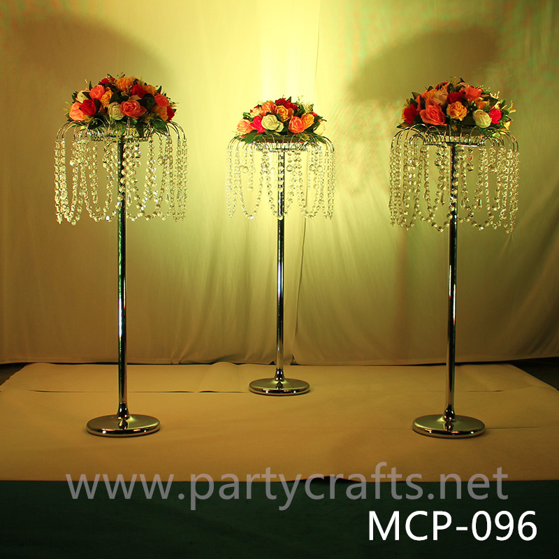 silver  metal flower stand  hanging crystal decoration table centerpiece wedding party event bridal shower home decoration home living decoration aisle decoration