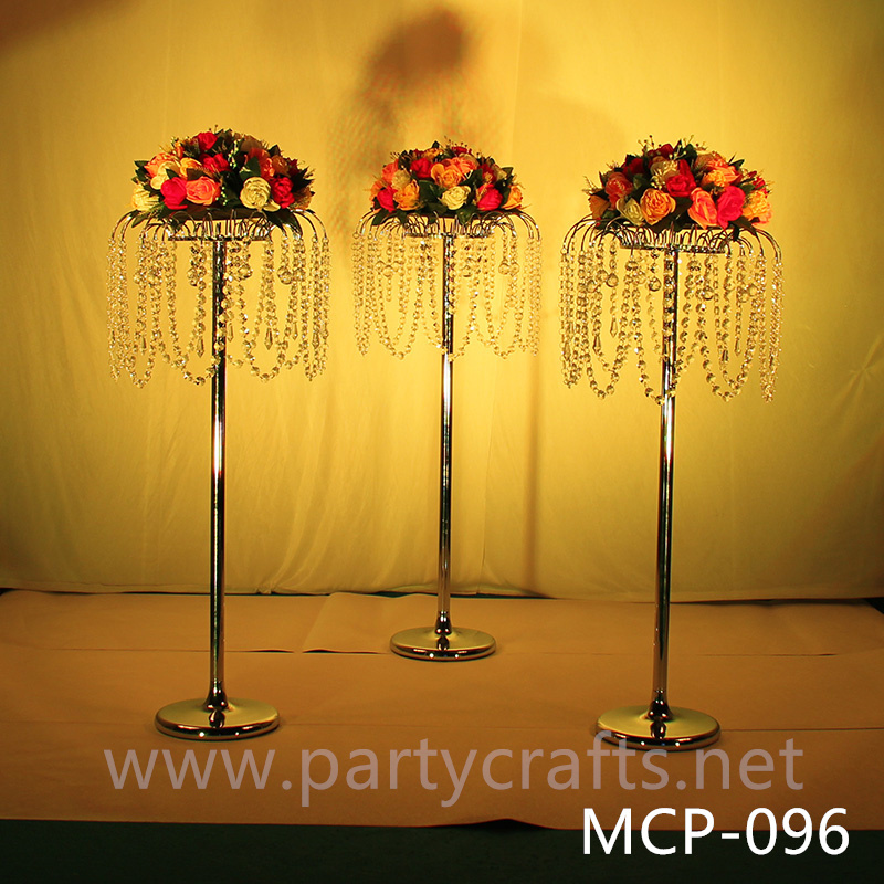 silver  metal flower stand  hanging crystal decoration table centerpiece wedding party event bridal shower home decoration home living decoration aisle decoration