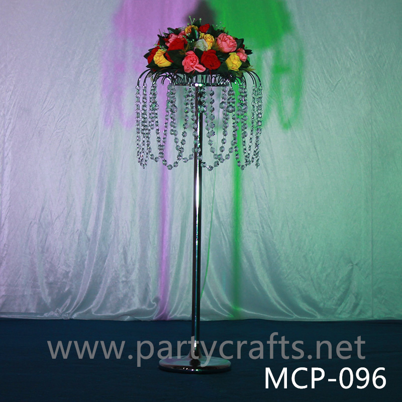 silver  metal flower stand  hanging crystal decoration table centerpiece wedding party event bridal shower home decoration home living decoration aisle decoration