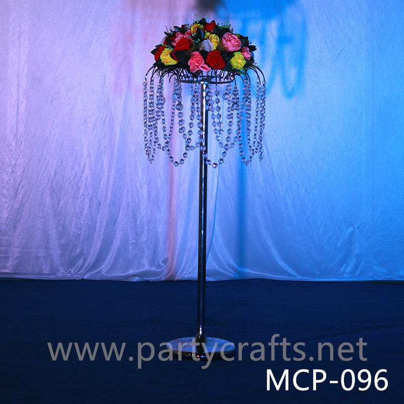 silver  metal flower stand  hanging crystal decoration table centerpiece wedding party event bridal shower home decoration home living decoration aisle decoration