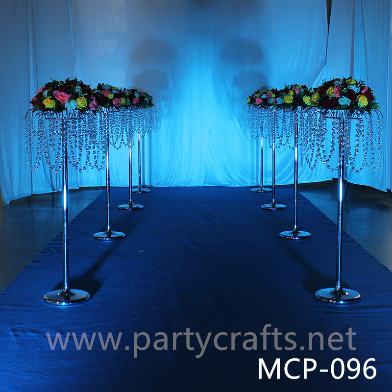 silver  metal flower stand  hanging crystal decoration table centerpiece wedding party event bridal shower home decoration home living decoration aisle decoration