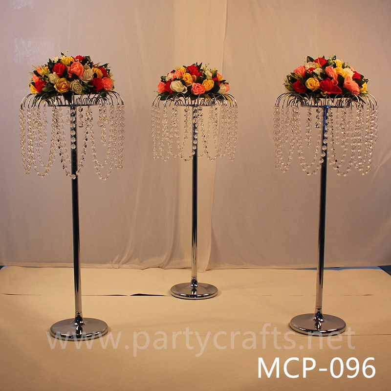 silver  metal flower stand  hanging crystal decoration table centerpiece wedding party event bridal shower home decoration home living decoration aisle decoration