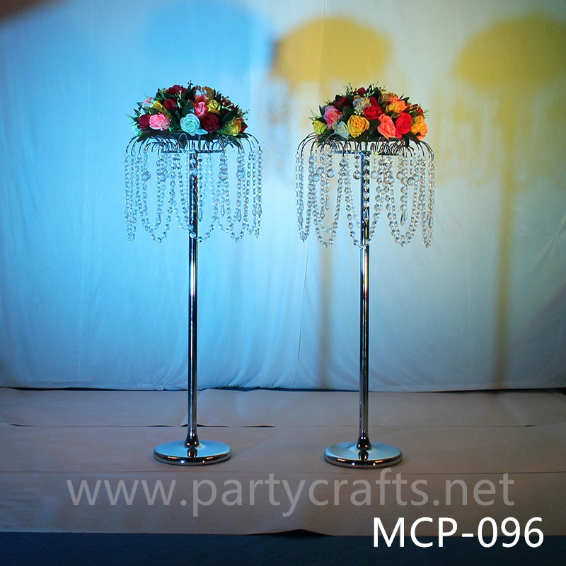 silver  metal flower stand  hanging crystal decoration table centerpiece wedding party event bridal shower home living decoration