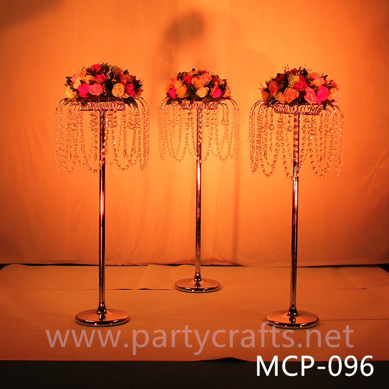 silver  metal flower stand  hanging crystal decoration table centerpiece wedding party event bridal shower home decoration home living decoration aisle decoration