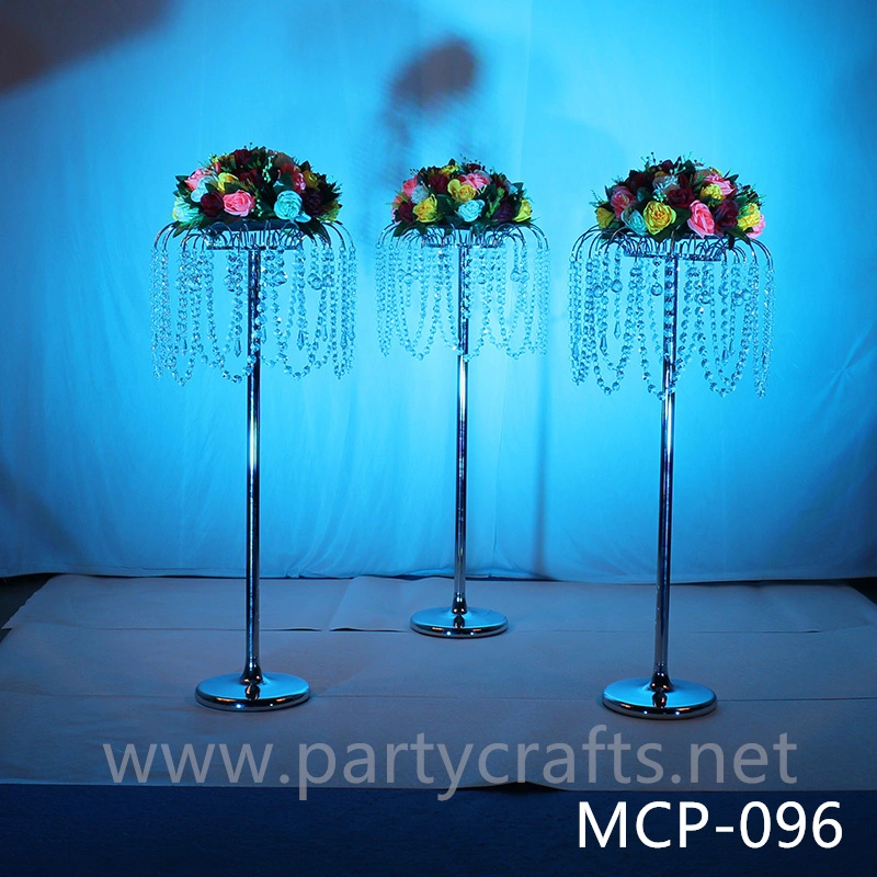 silver  metal flower stand  hanging crystal decoration table centerpiece wedding party event bridal shower home decoration home living decoration aisle decoration