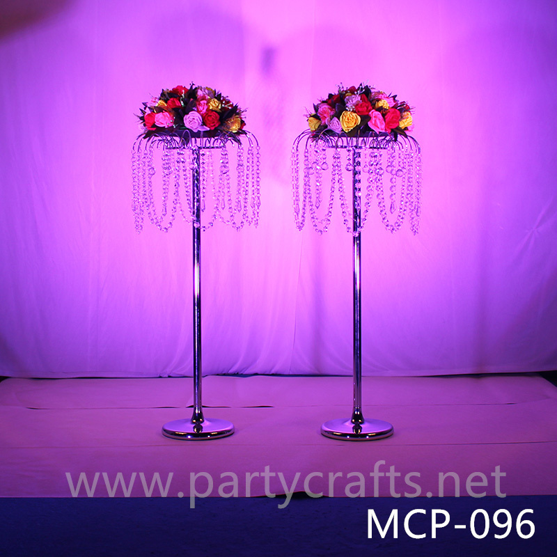 silver  metal flower stand  hanging crystal decoration table centerpiece wedding party event bridal shower home living decoration