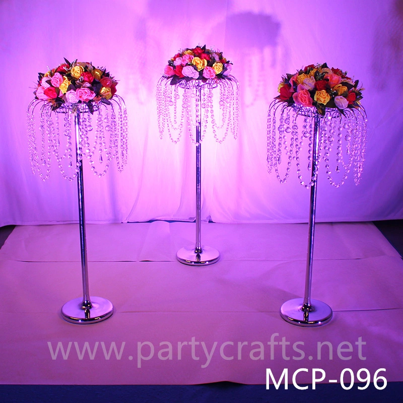 silver  metal flower stand  hanging crystal decoration table centerpiece wedding party event bridal shower home decoration home living decoration aisle decoration