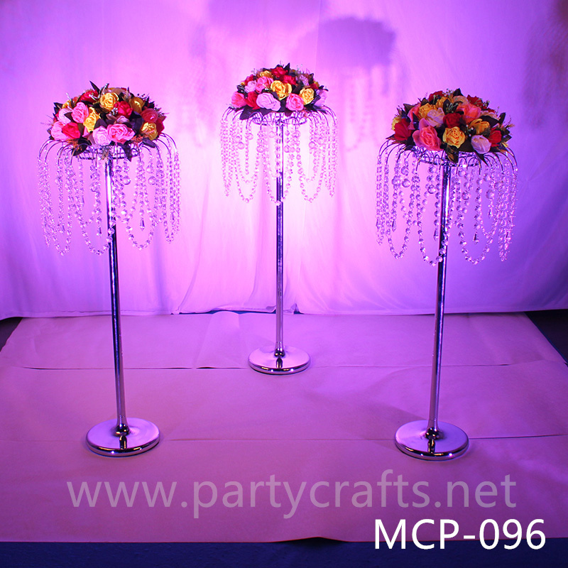 silver  metal flower stand  hanging crystal decoration table centerpiece wedding party event bridal shower home decoration home living decoration aisle decoration