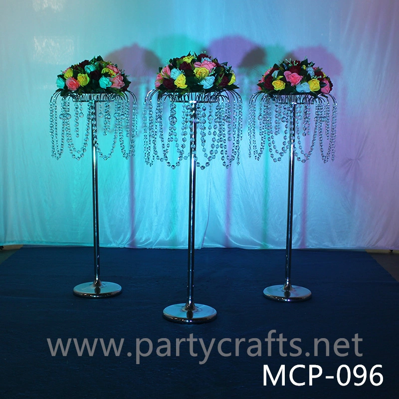 silver  metal flower stand  hanging crystal decoration table centerpiece wedding party event bridal shower home decoration home living decoration aisle decoration