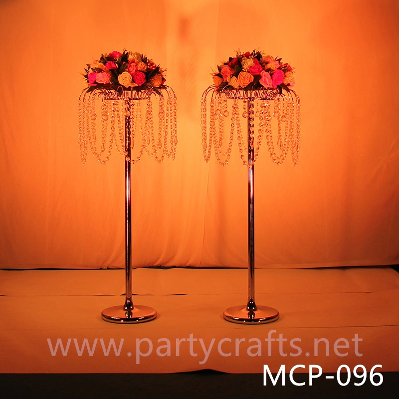 silver  metal flower stand  hanging crystal decoration table centerpiece wedding party event bridal shower home decoration home living decoration aisle decoration