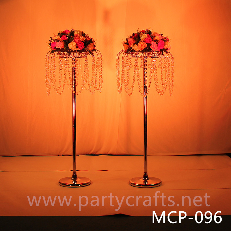 silver  metal flower stand  hanging crystal decoration table centerpiece wedding party event bridal shower home decoration home living decoration aisle decoration