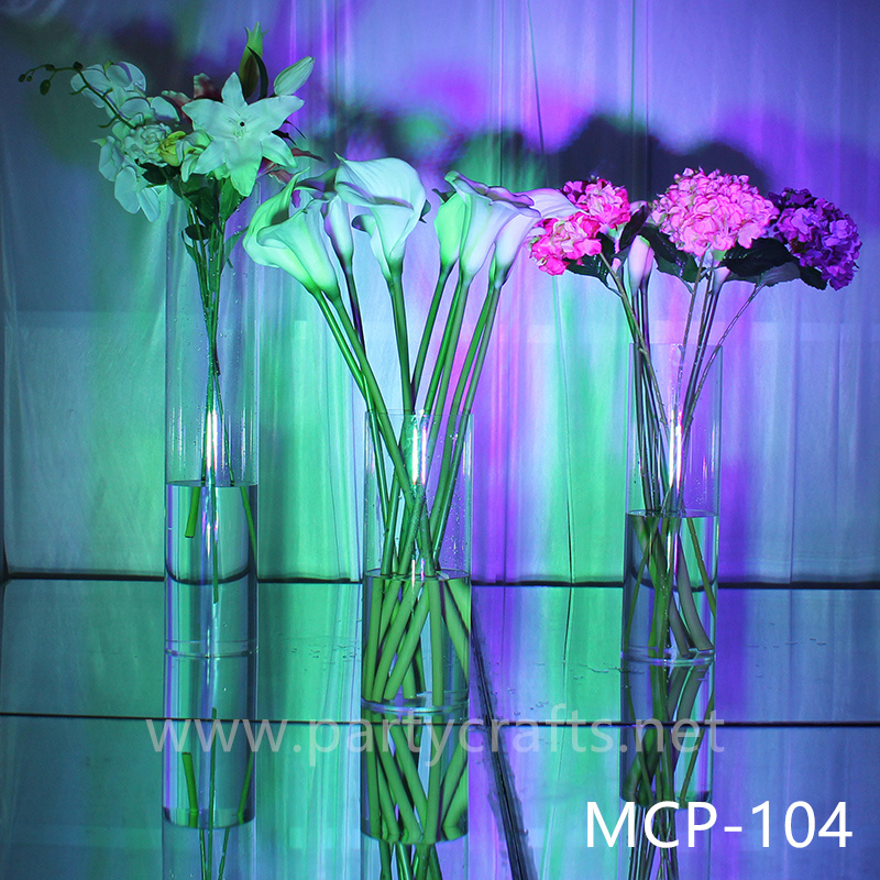 acrylic clear flower vase colorfull light  centerpiece vase wedding aisle party event hotel hall home dinning bridal shower  lobby bar decoration home decoration