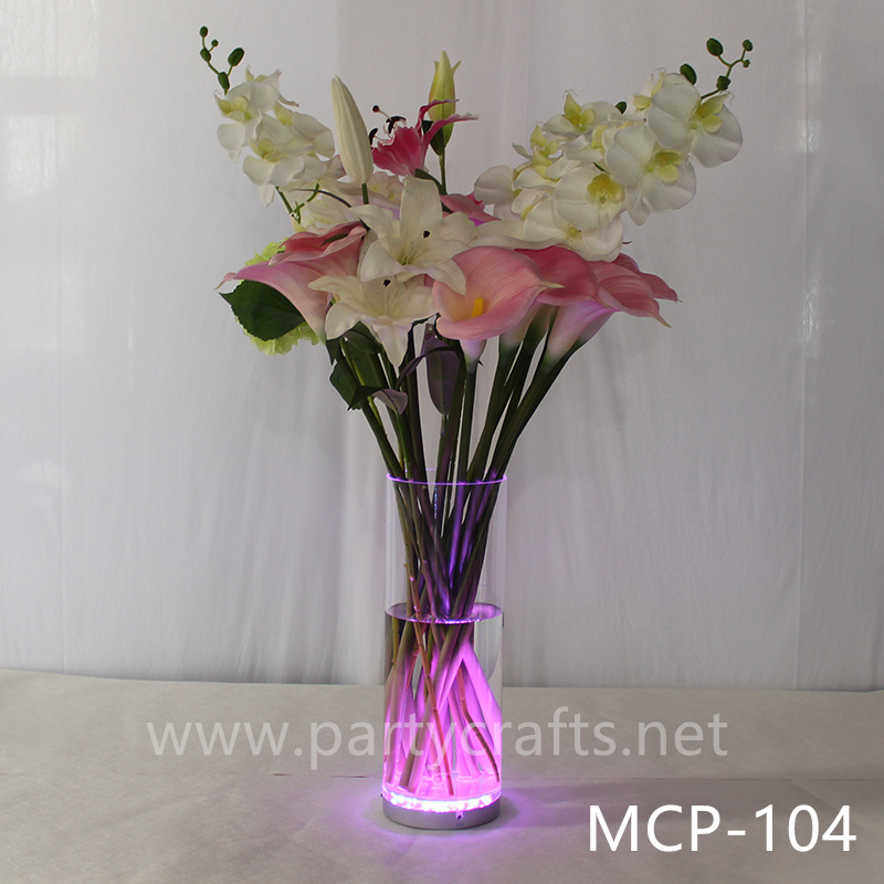 acrylic clear flower vase colorfull light  centerpiece vase wedding aisle party event hotel hall home dinning bridal shower  lobby bar decoration home decoration