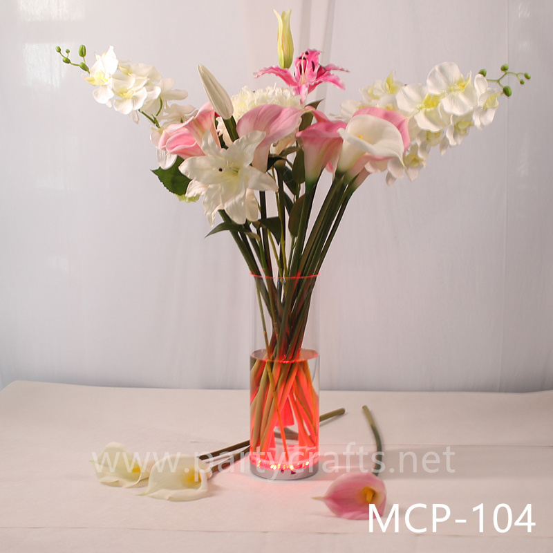 acrylic clear flower vase colorfull light  centerpiece vase wedding aisle party event hotel hall home dinning bridal shower  lobby bar decoration home decoration