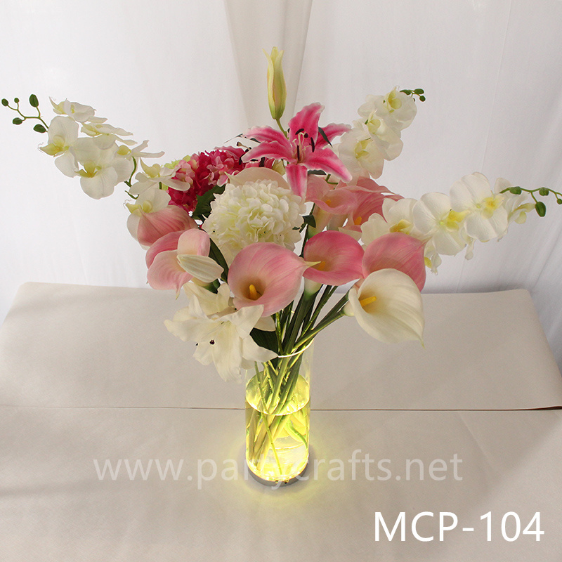 acrylic clear flower vase colorfull light  centerpiece vase wedding aisle party event hotel hall home dinning bridal shower  lobby bar decoration home decoration