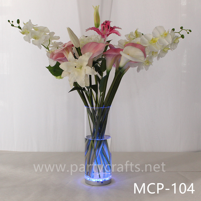 acrylic clear flower vase colorfull light  centerpiece vase wedding aisle party event hotel hall home dinning bridal shower  lobby bar decoration home decoration